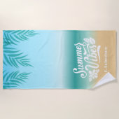 Tropical Ombre Beach Summer Vibes Monogram Strandtuch (Vorderseite)