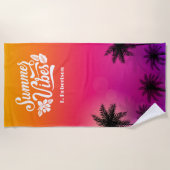 Tropical Ombre Summer Night Monogram Strandtuch (Vorderseite)