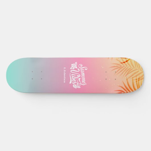Tropical Ombre Summer Vibes Individuelle Name Skateboard (Horizontal)