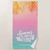 Tropical Ombre Summer Vibes Monogram Strandtuch (Vorderseite)