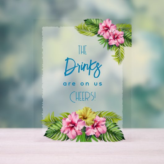 Tropical Open Bar Acrylic Sign Acrylschild (Neutral)