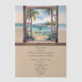 Tropical Open Window Ocean Beach Pergament Einladungen (Vorderseite)