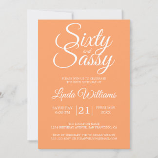 Tropical Orange 60 und Sassy 60. Geburtstagsparty Einladung
