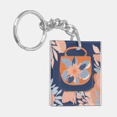 Tropical Orange Blue AI Art Schlüsselanhänger (Vorderseite links)