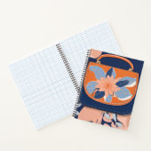 Tropical Orange Blue Ai art Spiral Notebook Notizblock (Innenseite)