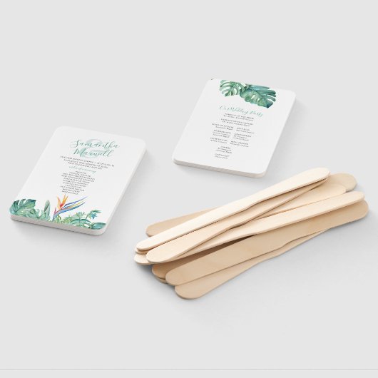 Tropical Orange Blume Wedding Program Fan Fächer (Non-assembled)