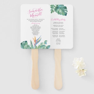Tropical Orange Blume Wedding Program Fan Fächer