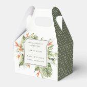 Tropical Orange Green Leafy Botanical Wedding Medi Geschenkschachtel (Rückseite)