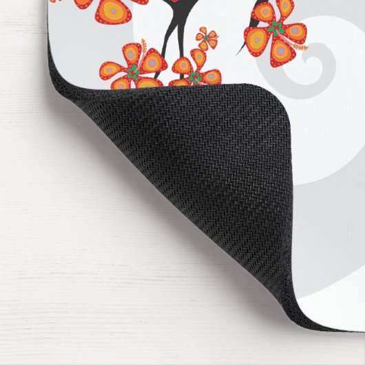 Tropical Orange Hibiskus Blume Fusion Grau Wirbel Mousepad (Ecke)
