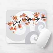 Tropical Orange Hibiskus Blume Fusion Grau Wirbel Mousepad (Mit Mouse)