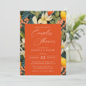 Tropical Orange Paradise Couple's Dusche Einladung (Stehend Vorderseite)