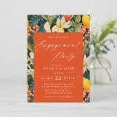 Tropical Orange Paradise Engagement Party Einladung (Stehend Vorderseite)