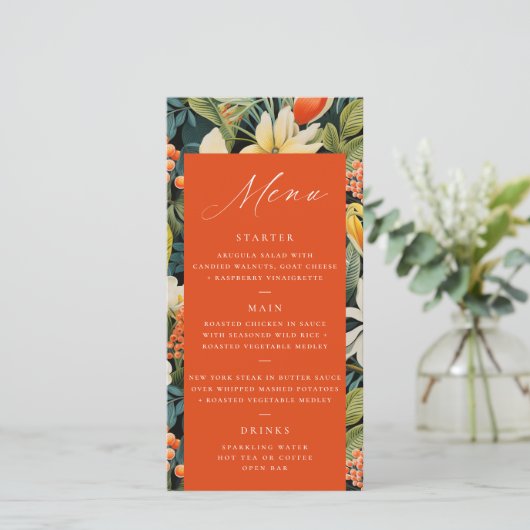 Tropical Orange Paradise Menu (Stehend Vorderseite)