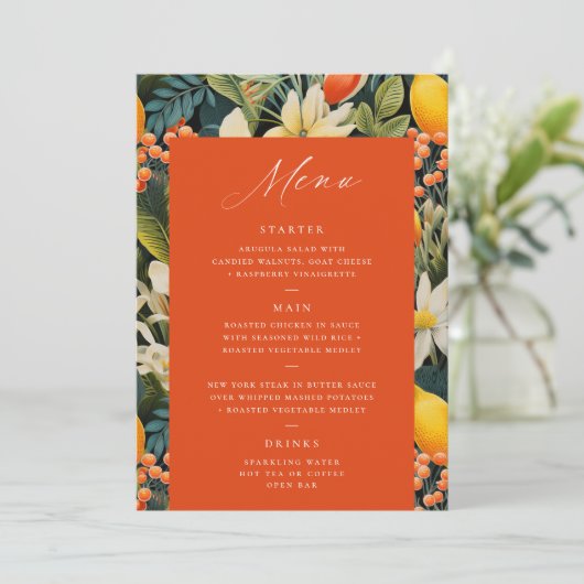 Tropical Orange Paradise Menu (Stehend Vorderseite)