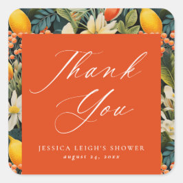 Tropical Orange Paradise Vielen Dank Quadratischer Aufkleber