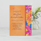 Tropical Orange Pink Watercolor Floral Wedding Einladung (Stehend Vorderseite)