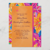Tropical Orange Pink Watercolor Floral Wedding Einladung (Vorne/Hinten)