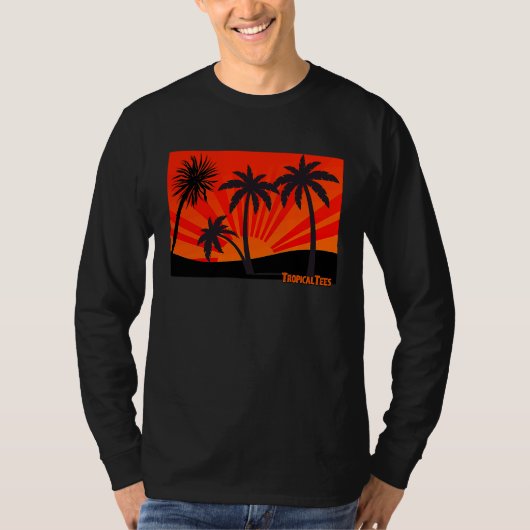 Tropical Orange Sunset with Palm Trees T-Shirt (Vorderseite)