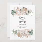 Tropical Orchid and Monstera Save the Date Card Einladung (Vorderseite)