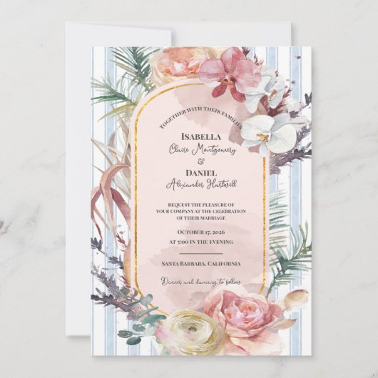 Tropical Orchid Arch Floral Destination Wedding  Einladung (Vorderseite)