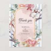 Tropical Orchid Destination Wedding Thank You Postkarte (Vorderseite)