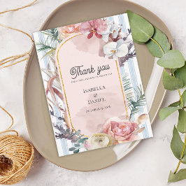 Tropical Orchid Destination Wedding Thank You Postkarte