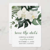 Tropical Orchid Monstera Botanical Save the Date (Vorne/Hinten)