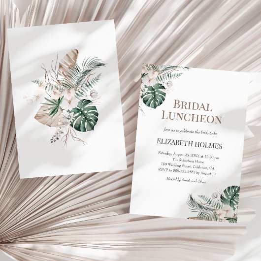 Tropical Orchid Monstera Bridal Luncheon Einladung