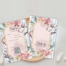 Tropical Orchid QR Code Destination Wedding RSVP