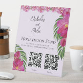 Tropical Orchid Wedding QR Code Honeymoon Fund Sockelschild (In Situ)