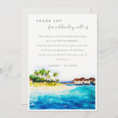 Tropical Overwater Villa Seascape Beach Hochzeit Dankeskarte (Vorne/Hinten)