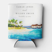 Tropical Overwater Villa Seascape Beach Hochzeit Dosenkühler (Vorderseite)