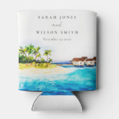 Tropical Overwater Villa Seascape Beach Hochzeit Dosenkühler (Rückseite)