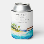 Tropical Overwater Villa Seascape Beach Hochzeit Dosenkühler (Kanne Rückseite)