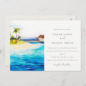 Tropical Overwater Villa Seascape Beach Hochzeit Einladung (Vorne/Hinten)