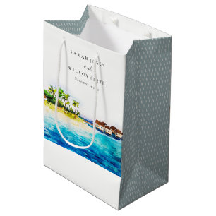 Tropical Overwater Villa Seascape Beach Hochzeit Mittlere Geschenktüte