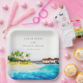 Tropical Overwater Villa Seascape Beach Hochzeit Pappteller (Party)