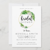 Tropical Palm and Greenerary Wreath Brautparty Einladung (Vorderseite)