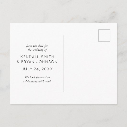 Tropical Palm and Greenerary Wreath Save the Date Ankündigungspostkarte (Rückseite)