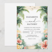 Tropical Palm Arch Floral Wedding Einladung (Vorne/Hinten)
