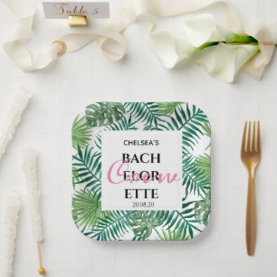 Tropical Palm Bachelorette Summer Party Pappteller