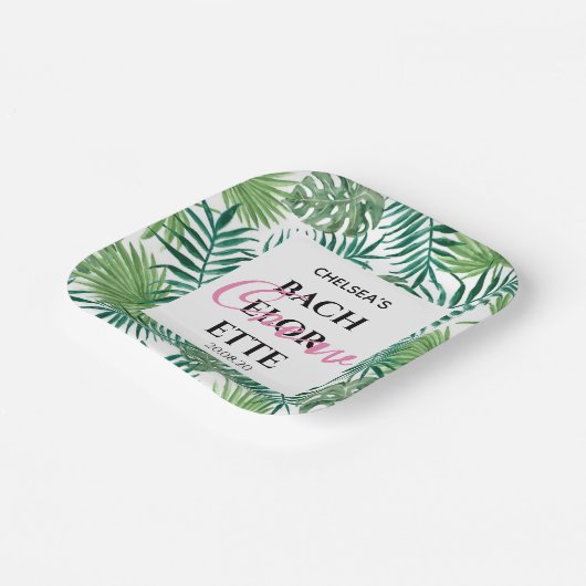 Tropical Palm Bachelorette Summer Party Pappteller (Gewinkelt)