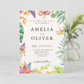 Tropical Palm Banana Blätter Blumenzehen Einladung (Stehend Vorderseite)