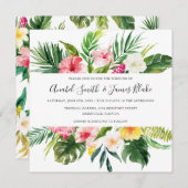 Tropical Palm Banana Blätter Blumenzehen Einladung (Vorne/Hinten)