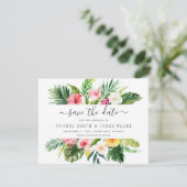 Tropical Palm Banana Blätter Floral Save the Date  Einladung (Stehend Vorderseite)