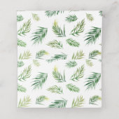 Tropical Palm Banana Leaf Blush Bloral Hochzeit Platzkarte (Innenseite Aufgefaltet)