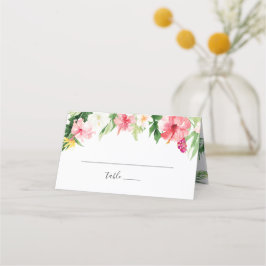 Tropical Palm Banana Leaf Blush Bloral Hochzeit Platzkarte