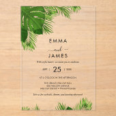 Tropical Palm Beach Akryllische Einladung (Vorderseite)