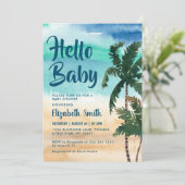 Tropical Palm Beach Baby Dusche Einladung (Stehend Vorderseite)