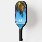 Tropical Palm Beach Foto Monogram Script Name Pickleball Schläger (Links)